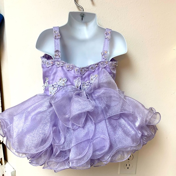 Toddler Girls 24 Month Sarah Taylor Original Lilac Purple Pageant Dress & Bow - Picture 3 of 7